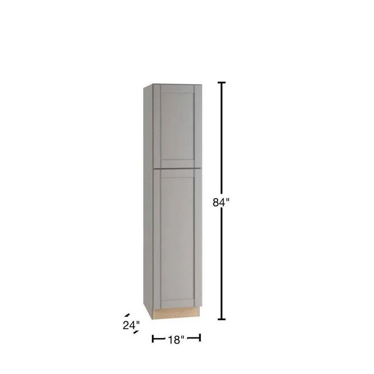 Home Decorators Collection Washington Veiled Gray Plywood Shaker Assembled Utility Pantry Kitchen Cabinet Soft Close 18 in W x 24 in D x 84 in H, photo 5 of 7