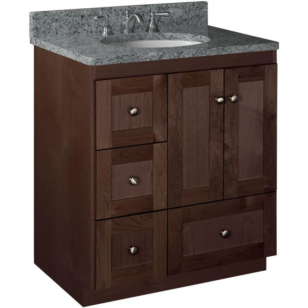 Shaker 30 in. W x 21 in. D x 34.5 in. H Vanity with Left Drawers Cabinet Only in Natural Alder, photo 8 of 13