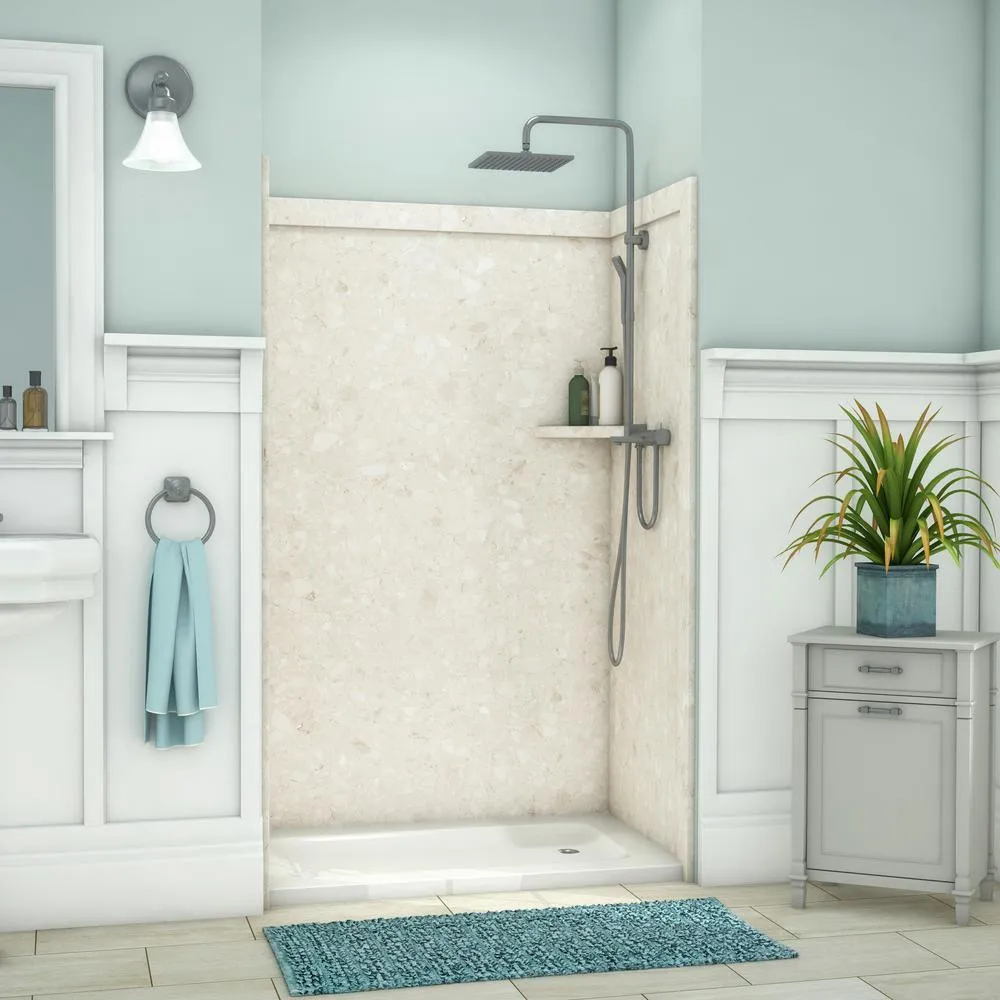 Elegance 36 in. x 48 in. x 80 in. 9-Piece Easy Up Adhesive Alcove Shower Wall Surround in Calacatta White, photo 8 of 24