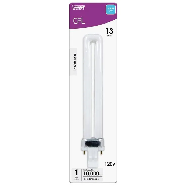 13-Watt Equivalent PL CFLNI Twin Tube 2-Pin Plug-in GX23 Compact Fluorescent CFL Light Bulb, Bright White 3500K(24-Pack), photo 8 of 8