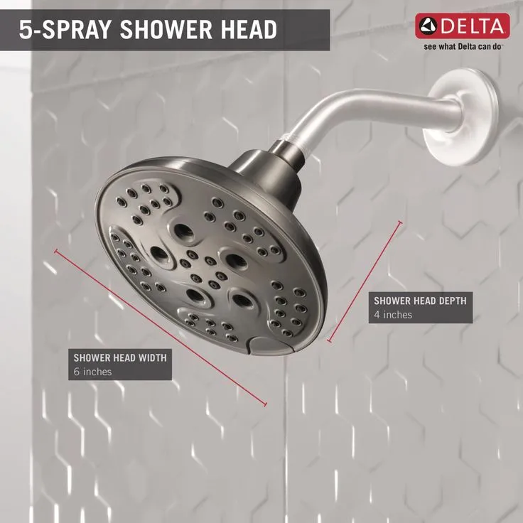Delta Universal Showering Components Stainless 5-Spray Rain Shower Head 1.75-GPM (6.6-LPM), photo 3 of 5