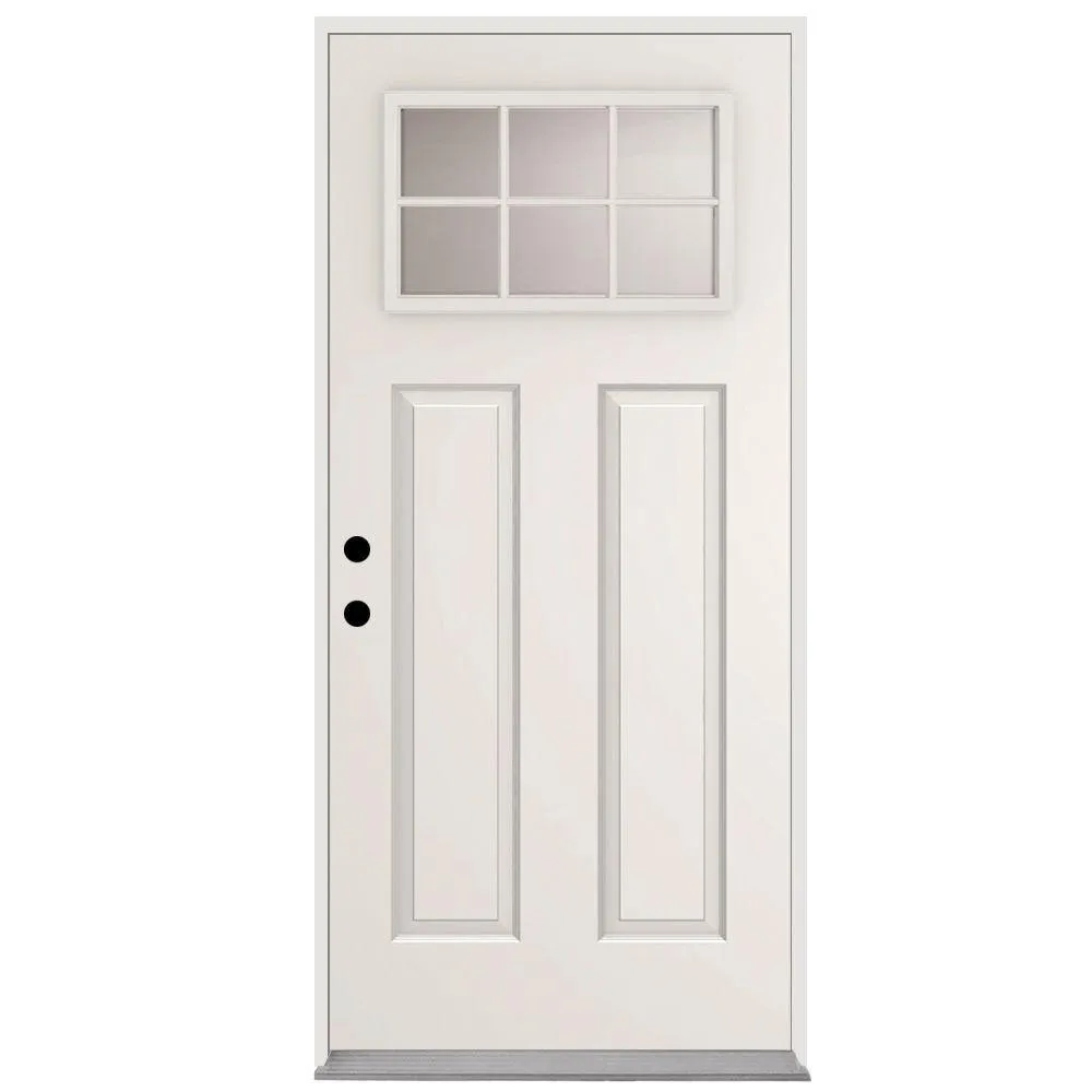 Steves & Sons 36 in. x 80 in. 6 Lite Left-Hand Outswing Primed White Steel Prehung Front Door with 4-9/16 in. Frame, photo 8 of 11
