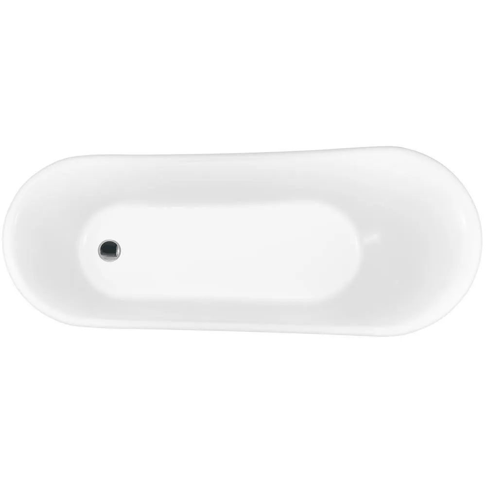 69 in. Acrylic Double Slipper Clawfoot Non-Whirlpool Bathtub in Matte Antique Brass, photo 6 of 9