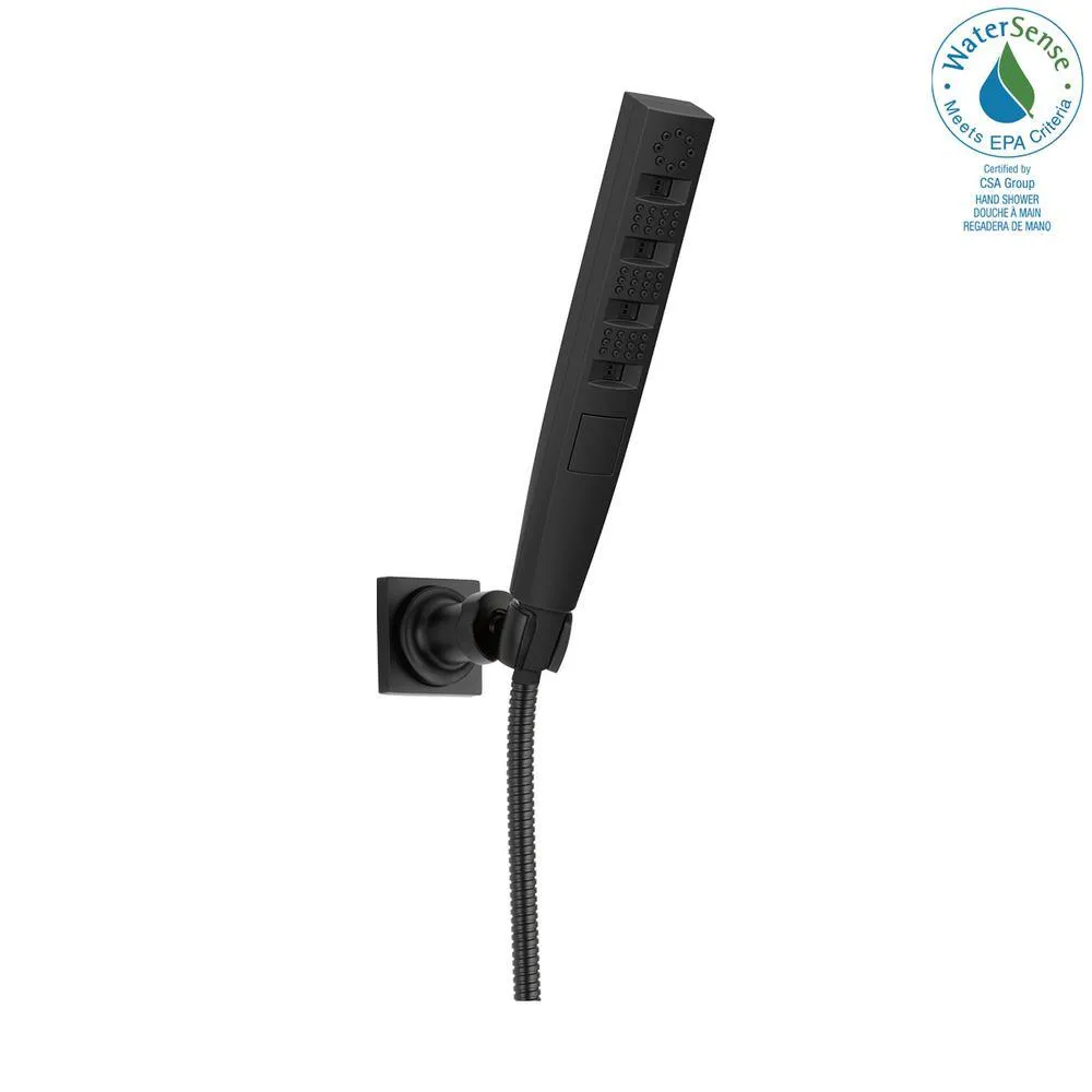 Zura 5-Spray 1.3 in. Single Wall Mount Handheld H2Okinetic Shower Head in Matte Black, photo 11 of 14