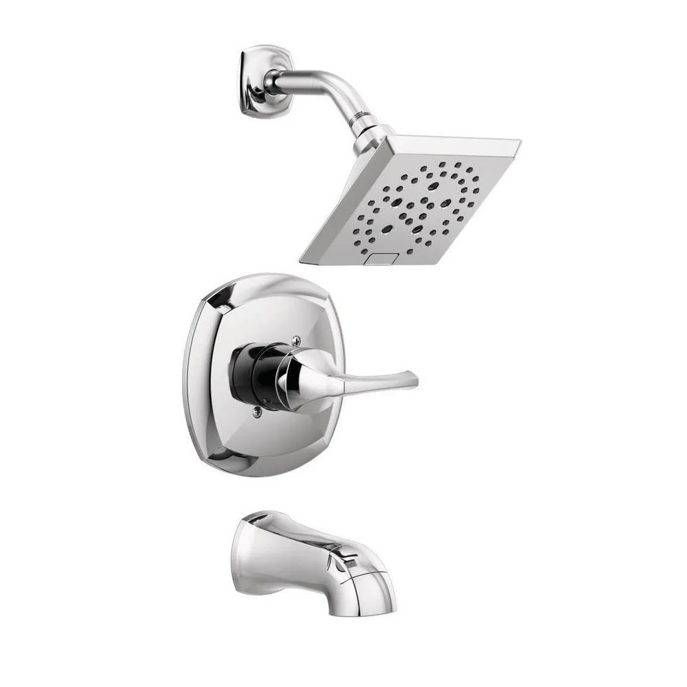 Portwood Single-Handle 5-Spray Tub and Shower Faucet with H2Okinetic in SpotShield Brushed Nickel (Valve Included), photo 15 of 16