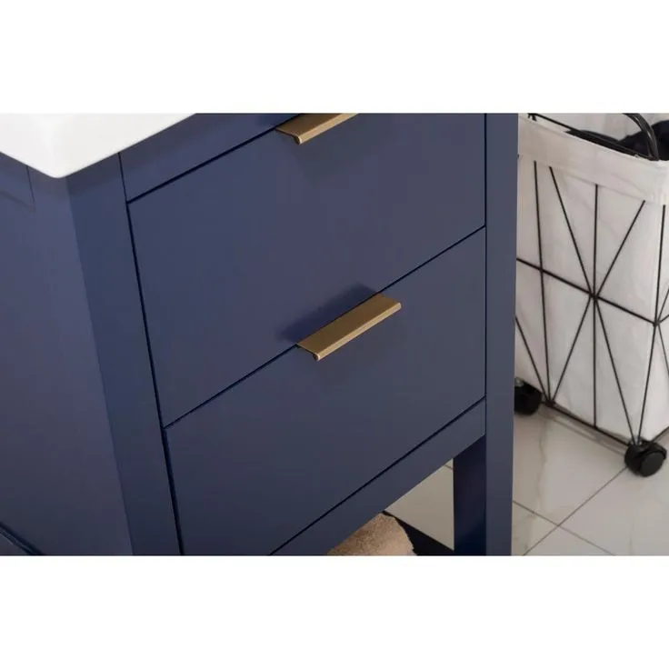Klein 20 in. W x 15 in. D Bath Vanity in Blue with Porcelain Vanity Top in White with White Basin, photo 2 of 5