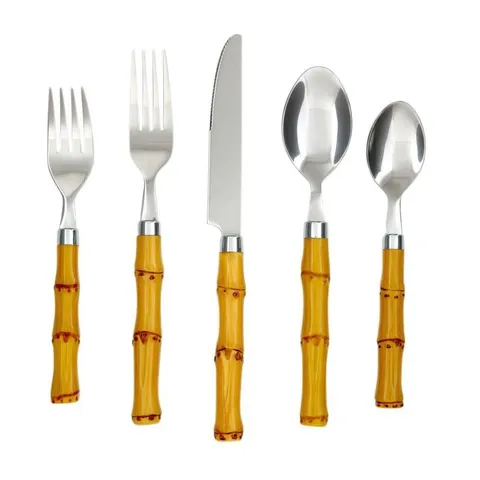Bamboo Natural 20-Piece Plastic Handle Flatware Set (Service for 4)