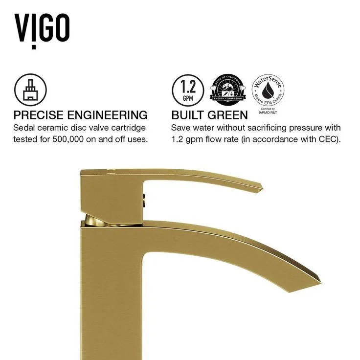 VIGO Lotus Matte Stone Vessel Bathroom Sink in White with Duris Faucet in Matte Gold, photo 6 of 10
