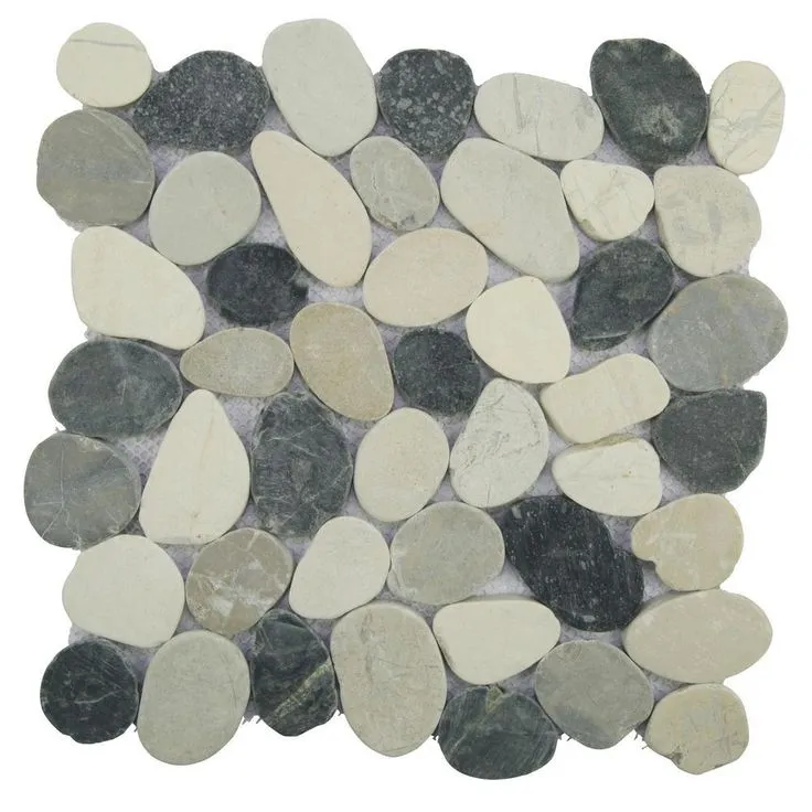 Cruz Bay Sliced Pebble Tile  Black 11-1/2 in. x 11-1/2 in. x 9.5mm Honed Pebble Mosaic Tile (10.12 sq. ft. / case), photo 2 of 10