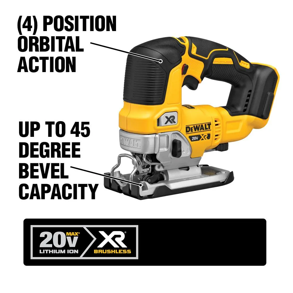 DEWALT 20-Volt MAX Li-Ion Cordless Brushless Jigsaw (Tool-Only) with Router (Tool-Only), 2 Battery 5 Ah, Charger and Bag, photo 3 of 13