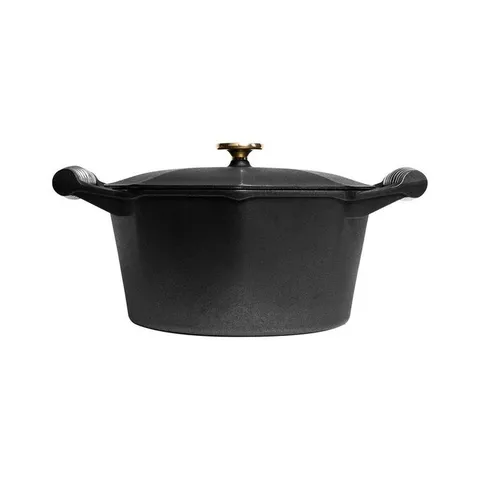 Cast Iron Collection 5 qt. Octagon Cast Iron Dutch Oven in Black with Lid
