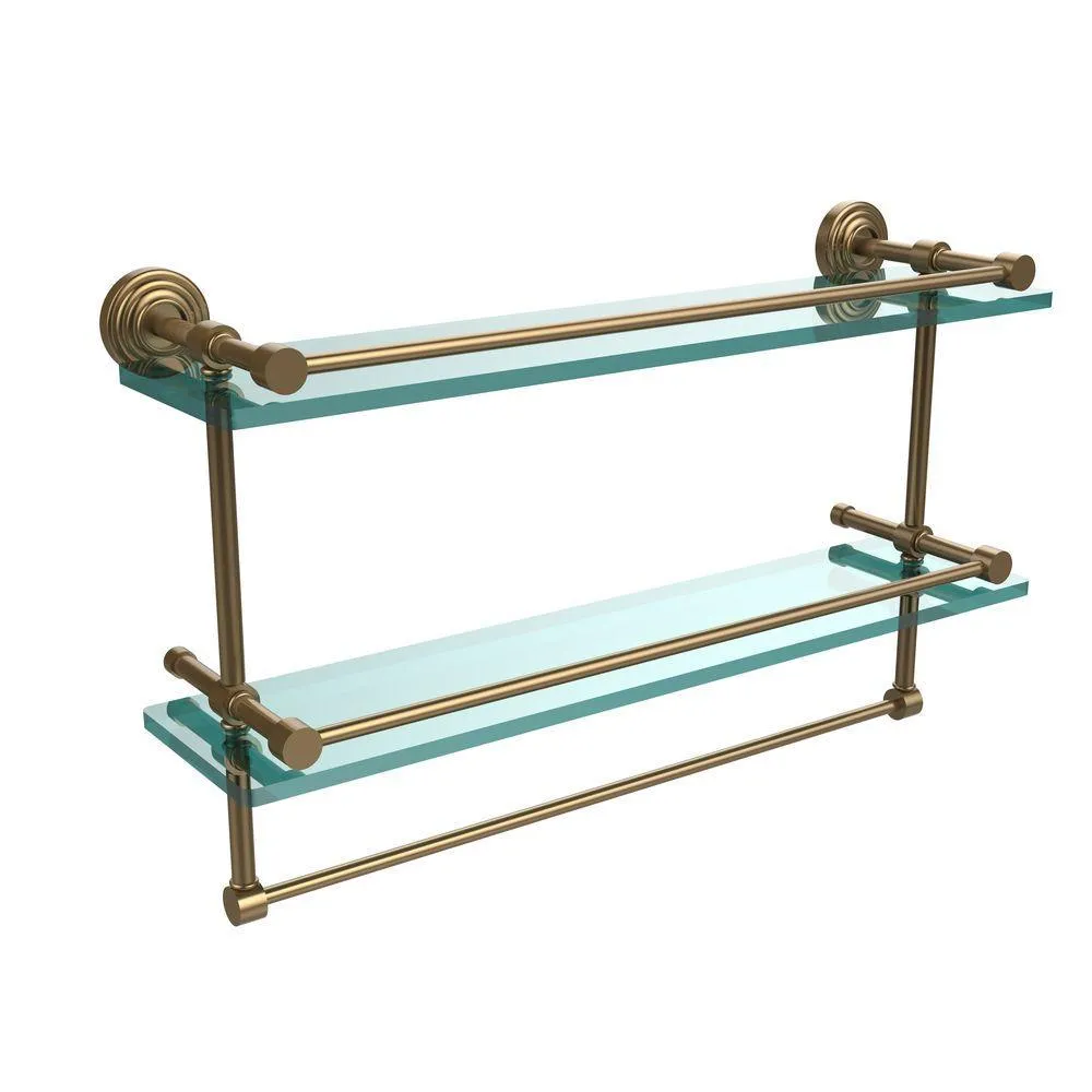 Allied Brass 22 in. L x 12 in. H x 5 in. W 2-Tier Gallery Clear Glass Bathroom Shelf with Towel Bar in Oil Rubbed Bronze, photo 12 of 14