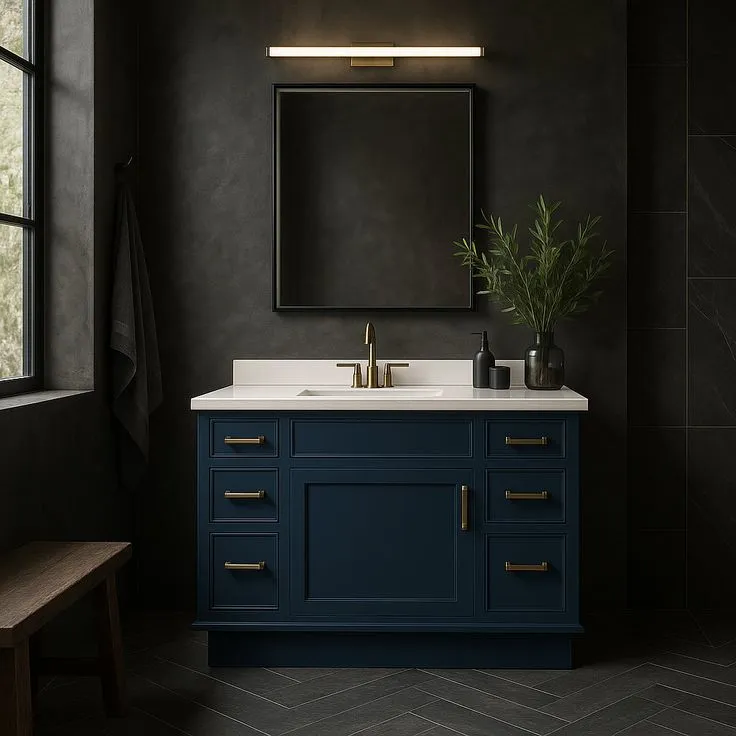 Home Decorators Collection Lincoln 42-Inch Midnight Blue Vanity with White Engineered Stone Top, photo 3 of 3
