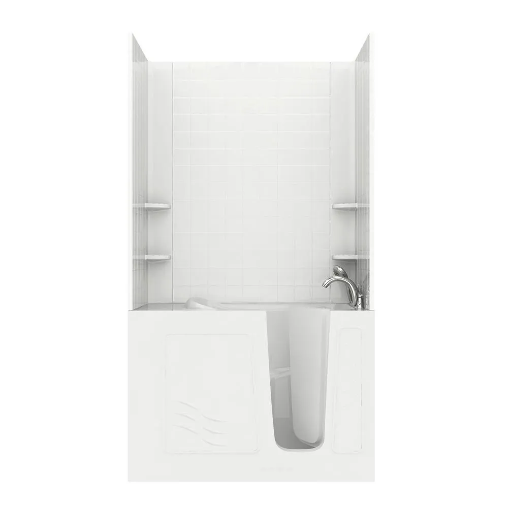 Universal Tubs Rampart 3.9 ft. Walk-in Whirlpool and Air Bathtub with 4 in. Tile Easy Up Adhesive Wall Surround, Right Drain, White, photo 27 of 42