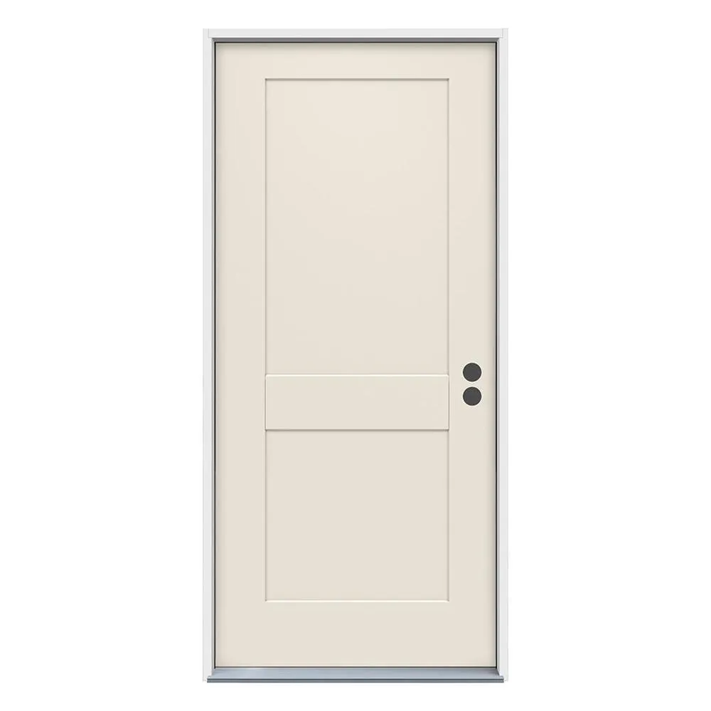 JELD-WEN 32 in. x 80 in. 2-Panel Craftsman Primed Steel Prehung Right-Hand Inswing Front Door, photo 10 of 12