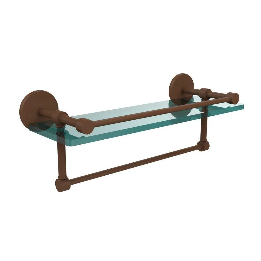 Allied Brass 16 in. L x 5 in. H x 5 in. W Clear Glass Bathroom Shelf with Towel Bar in Oil Rubbed Bronze, photo 11 of 14