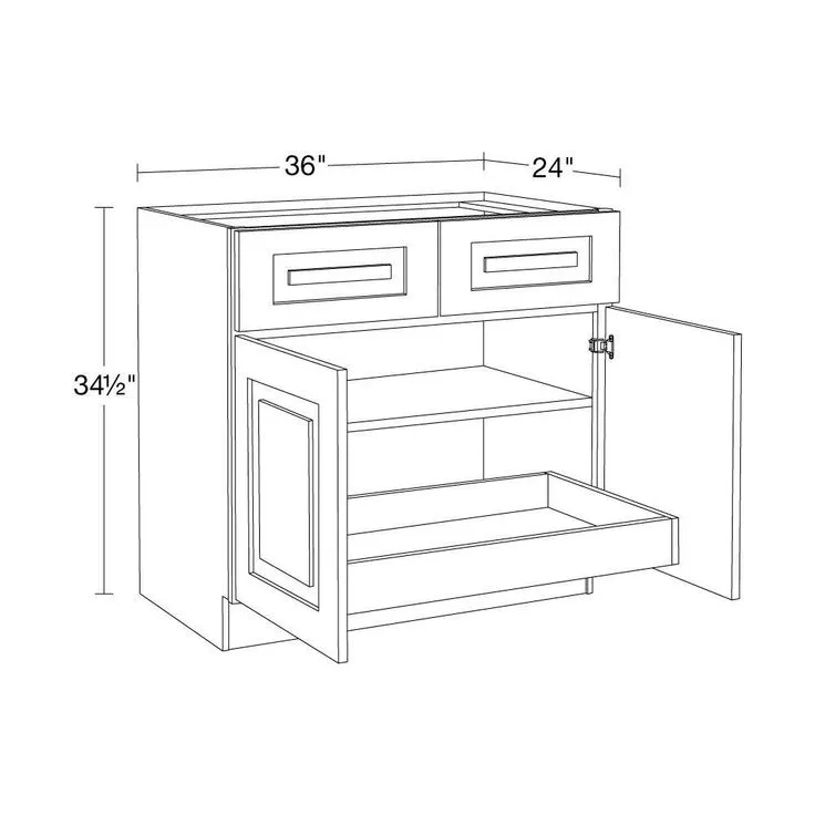 Home Decorators Collection Grayson 36 in. W x 24 in. D x 34.5 in. H Assembled Plywood Base Kitchen Cabinet in Mythic Blue with 1ROT Soft Close, photo 3 of 5