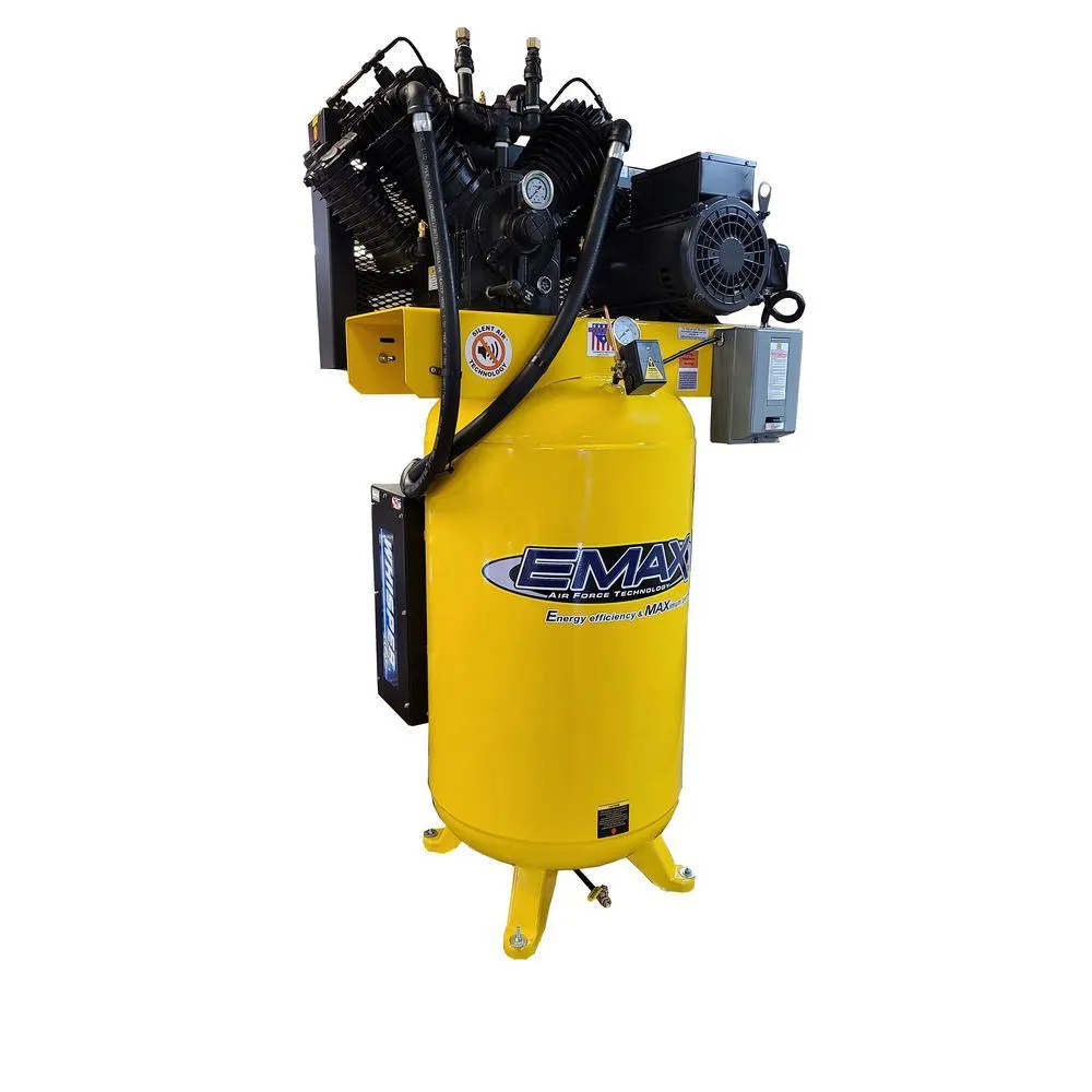 EMAX Industrial Series 80 Gal. 7.5 HP 1-Phase Silent Air Electric Air Compressor with Pressure Lubricated Pump, photo 5 of 7