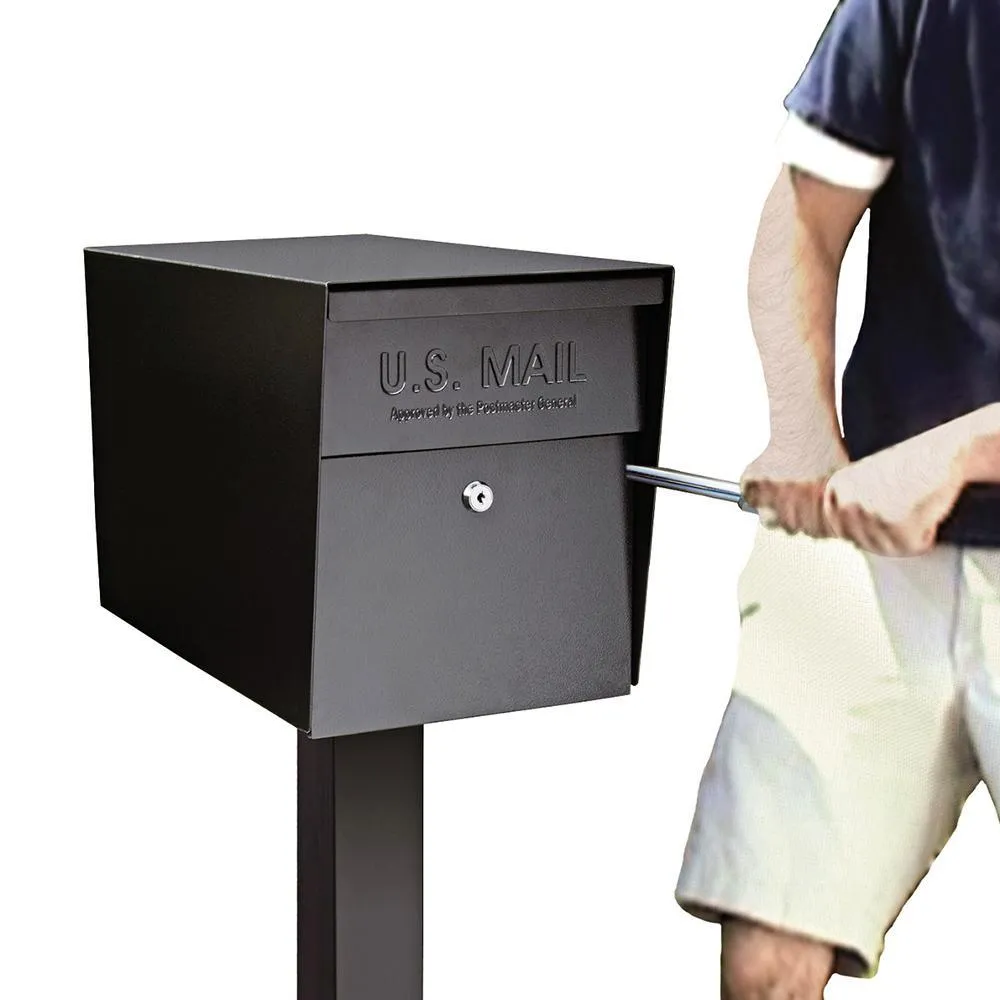 Mail Boss Locking Post Mount Mailbox with High Security Reinforced Patented Locking System, Black, photo 7 of 16