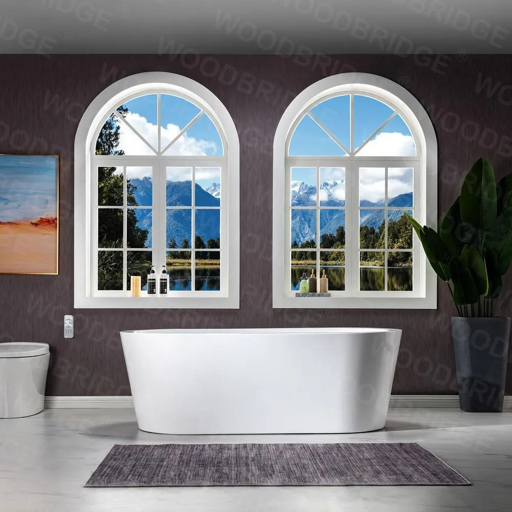 WOODBRIDGE Vienna 66 in. Acrylic Freestanding Double-Ended Soaking Bathtub with Drain and Overflow Included in White, photo 4 of 22