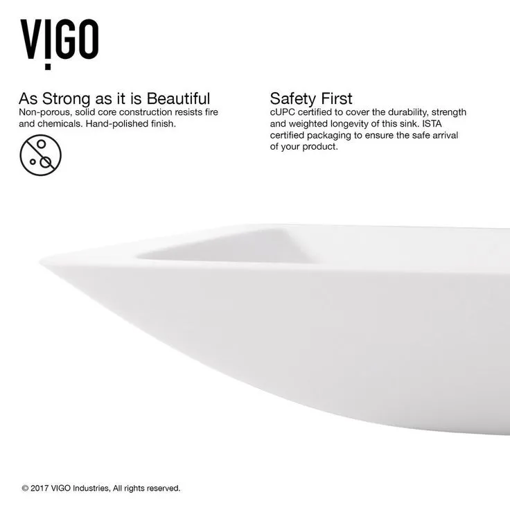 VIGO White Begonia Handmade Countertop Matte Stone Square Vessel Bathroom Sink in Matte White, photo 10 of 10