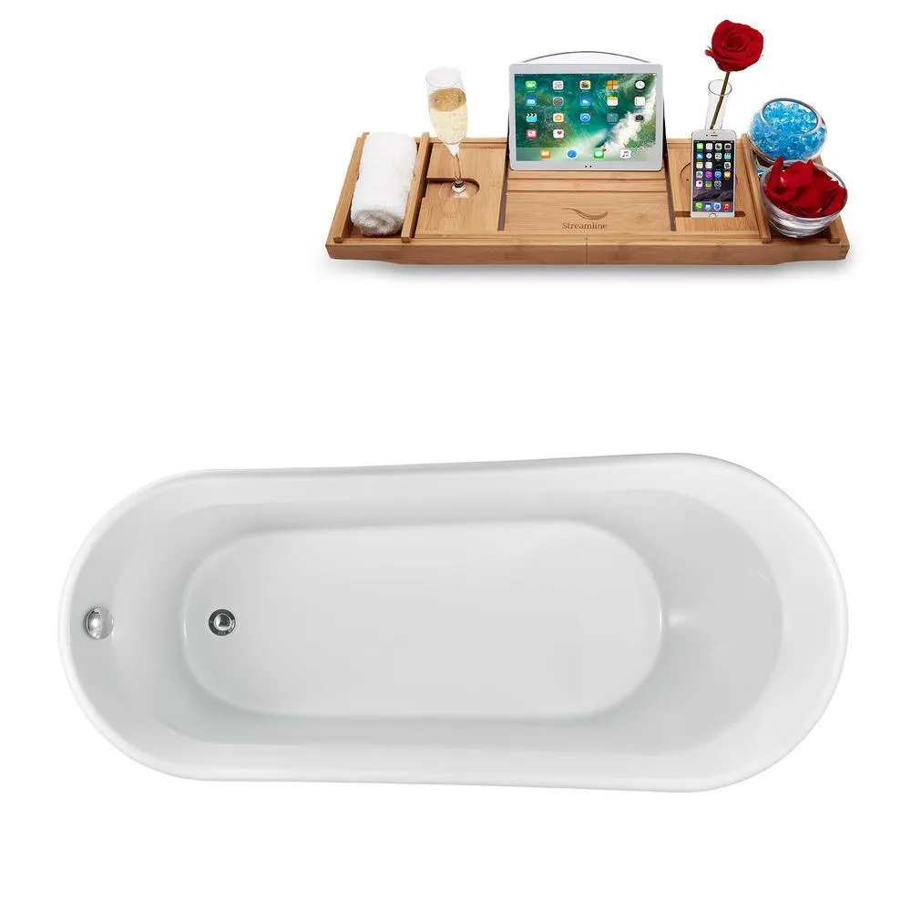 Streamline 61 in. Acrylic, Fiberglass Flatbottom Non-Whirlpool Bathtub in Glossy White, photo 2 of 7