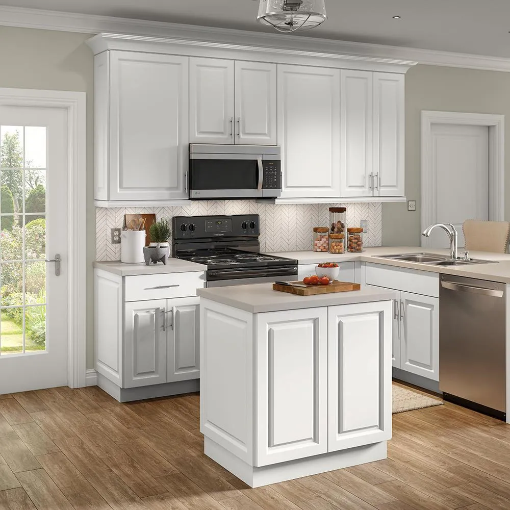 Benton Assembled 27.6 in. x 27.6 in. x 34.5 in. Lazy Susan Corner Base Cabinet in White, photo 3 of 11