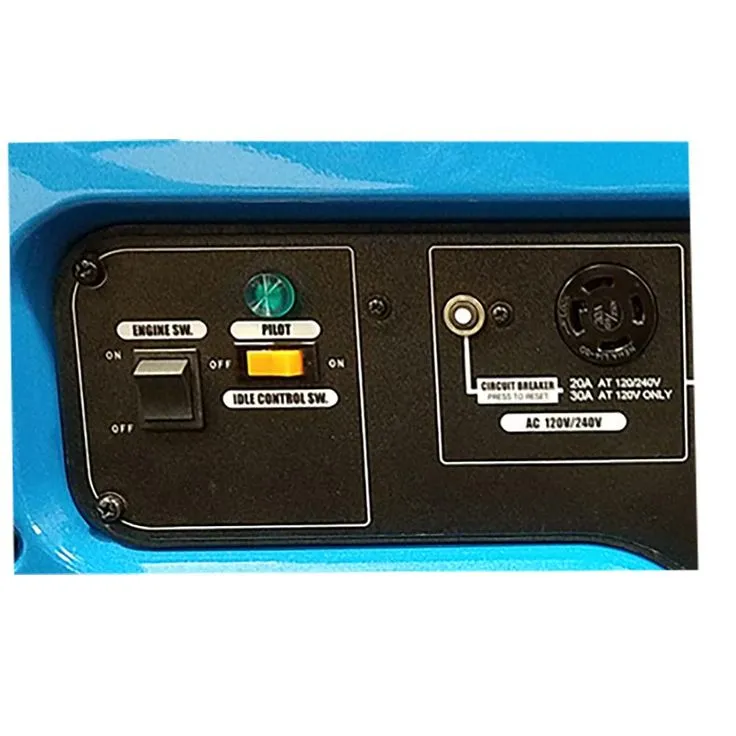 TSURUMI PUMP 4,800 Watt Gasoline Powered Portable Blue Generator with GFCI Protection and Honda GX340 Engine, photo 3 of 4