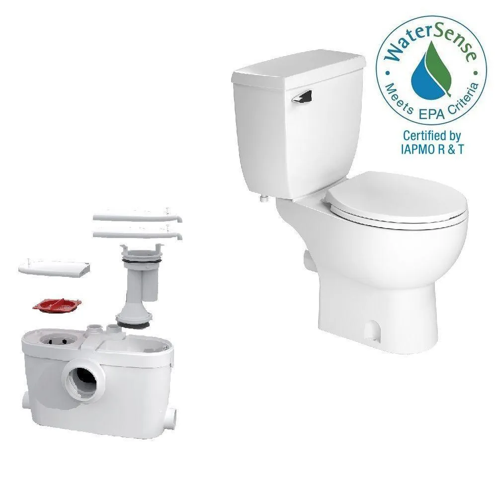 Saniflo SaniAccess3 2-Piece 1.280 GPF Single Flush Round Toilet with.5 HP Macerating Pump in White, photo 8 of 10