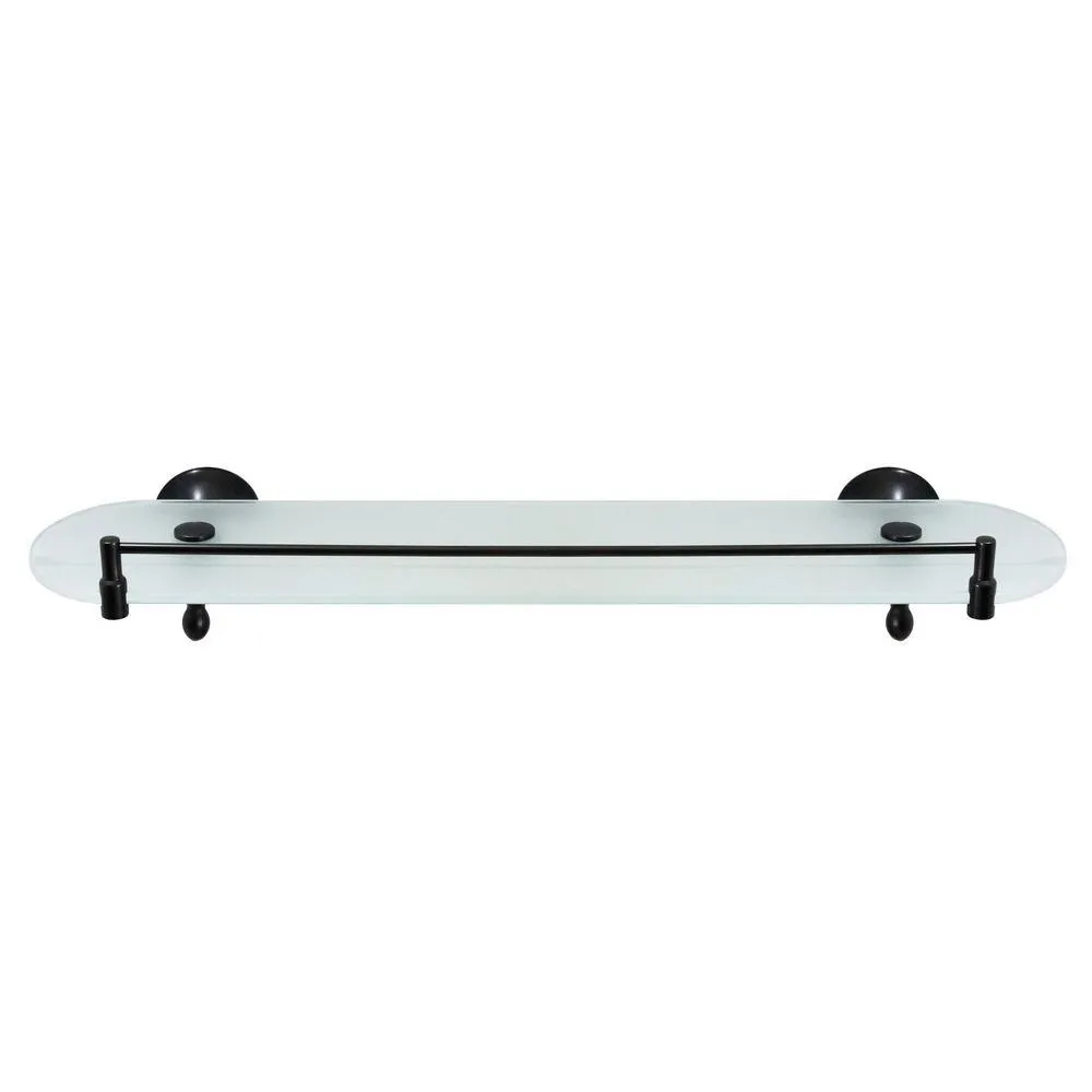 MODONA Antica 20 in. W Frosted Glass Shelf with Rail in Rubbed Bronze, photo 2 of 8