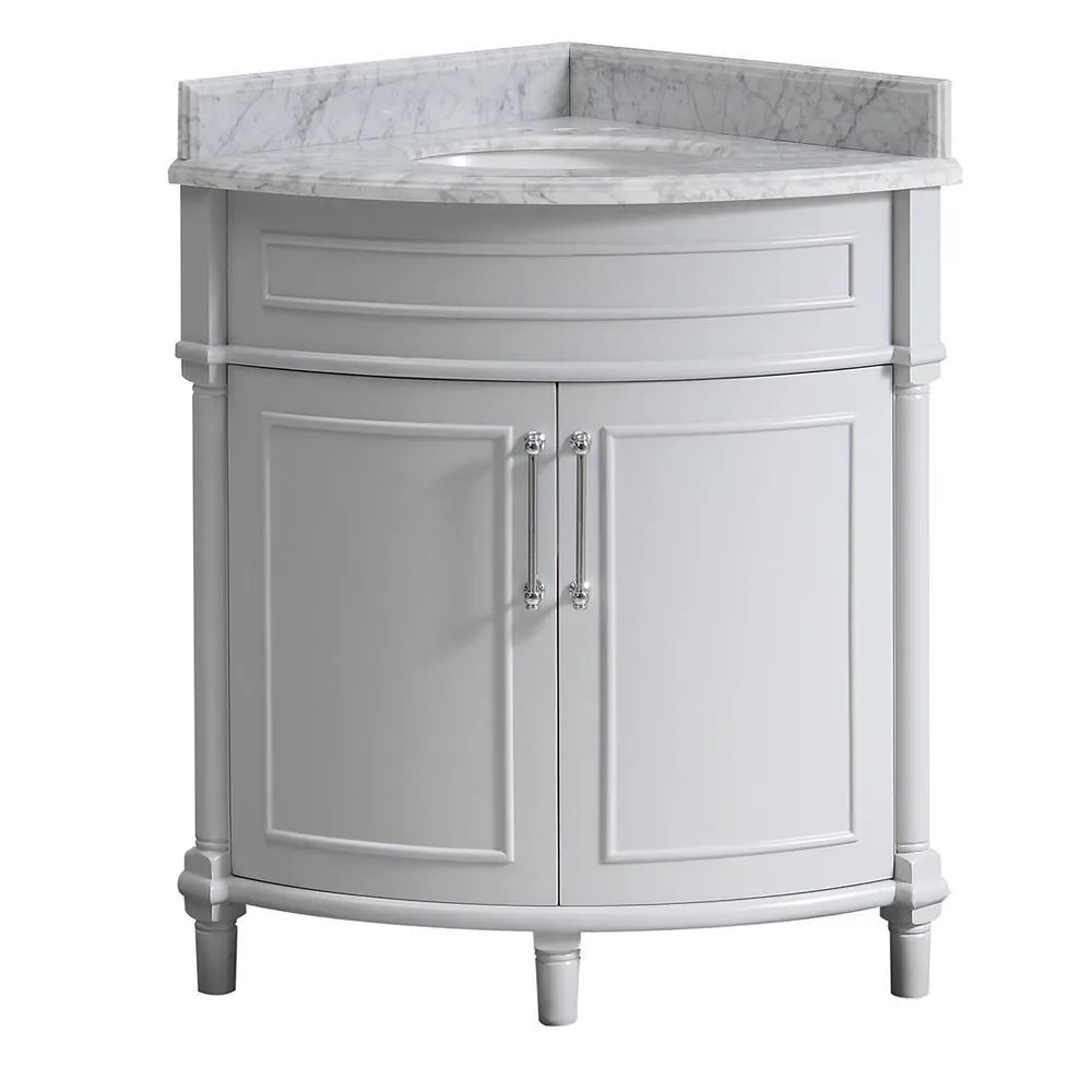 Aberdeen 36 in. W x 22 in. D Single Bath Vanity in White with Carrara Marble Top with White Sink, photo 22 of 27