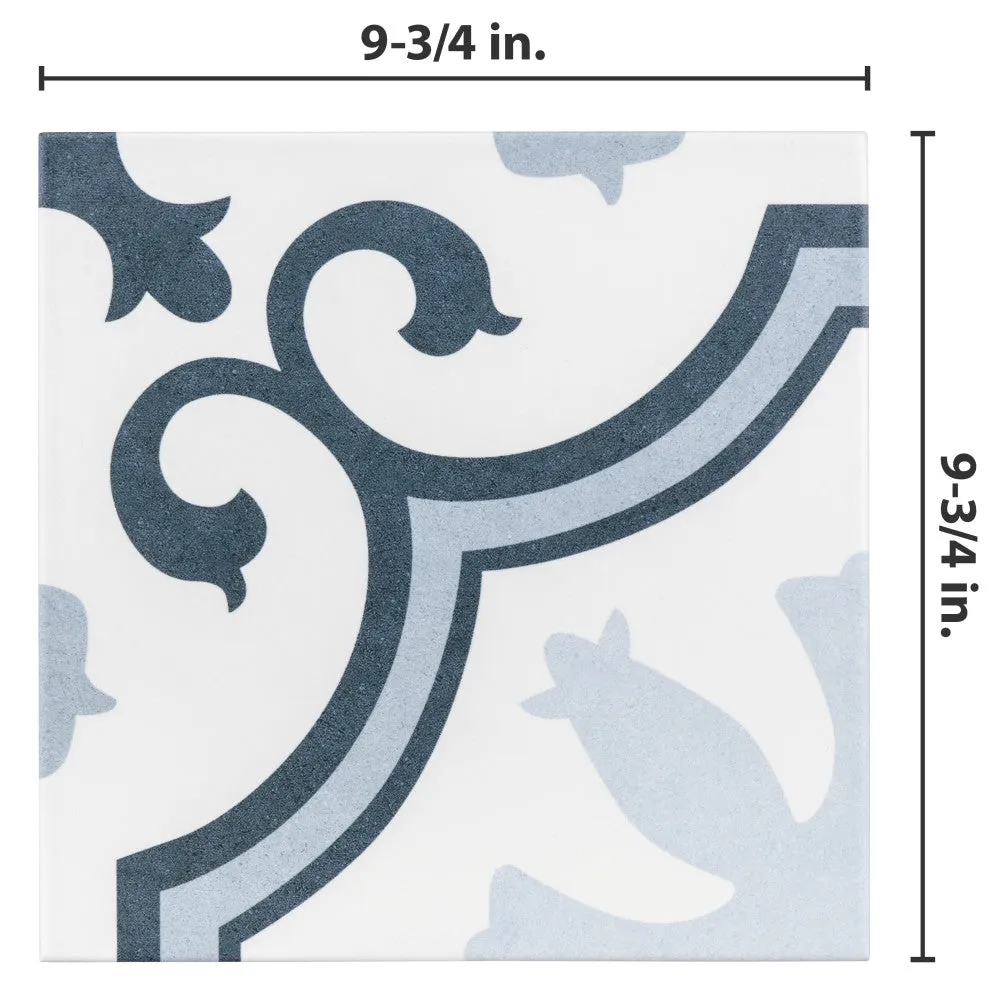 Merola Tile Lacour Artic Encaustic 9-3/4 in. x 9-3/4 in. Porcelain Floor and Wall Tile (11.11 sq. ft. / case), photo 4 of 8
