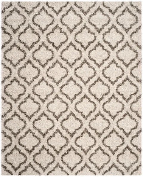 Hudson Tensas Shag 9 x 12 Ivory/Gray Indoor Trellis Area Rug