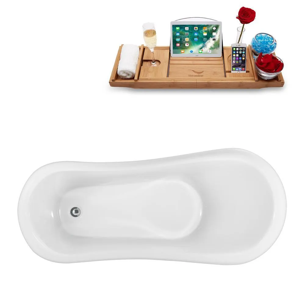 Streamline 61 in. Acrylic Fiberglass Clawfoot Non-Whirlpool Bathtub in Black, photo 3 of 7