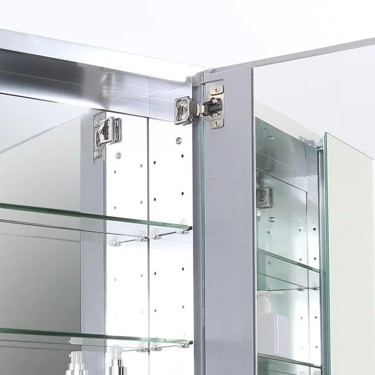 Fresca 59 in. W x 36 in. H x 5 in. D Frameless Recessed or Surface-Mounted Bathroom Medicine Cabinet, photo 5 of 6