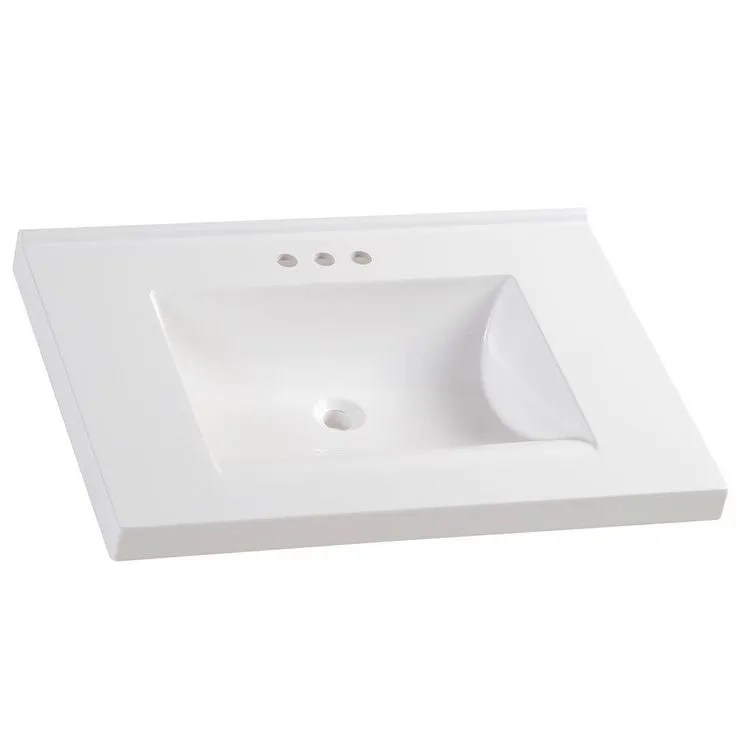 37 in. W x 22 in. D Cultured Marble Vanity Top in White with White Sink, photo 7 of 10