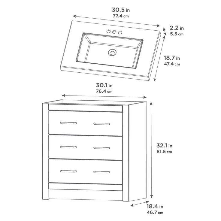 Woodbrook 31 in. W x 19 in. D Bath Vanity in White Washed Oak with Cultured Marble Vanity Top in White with White Sink, photo 7 of 11