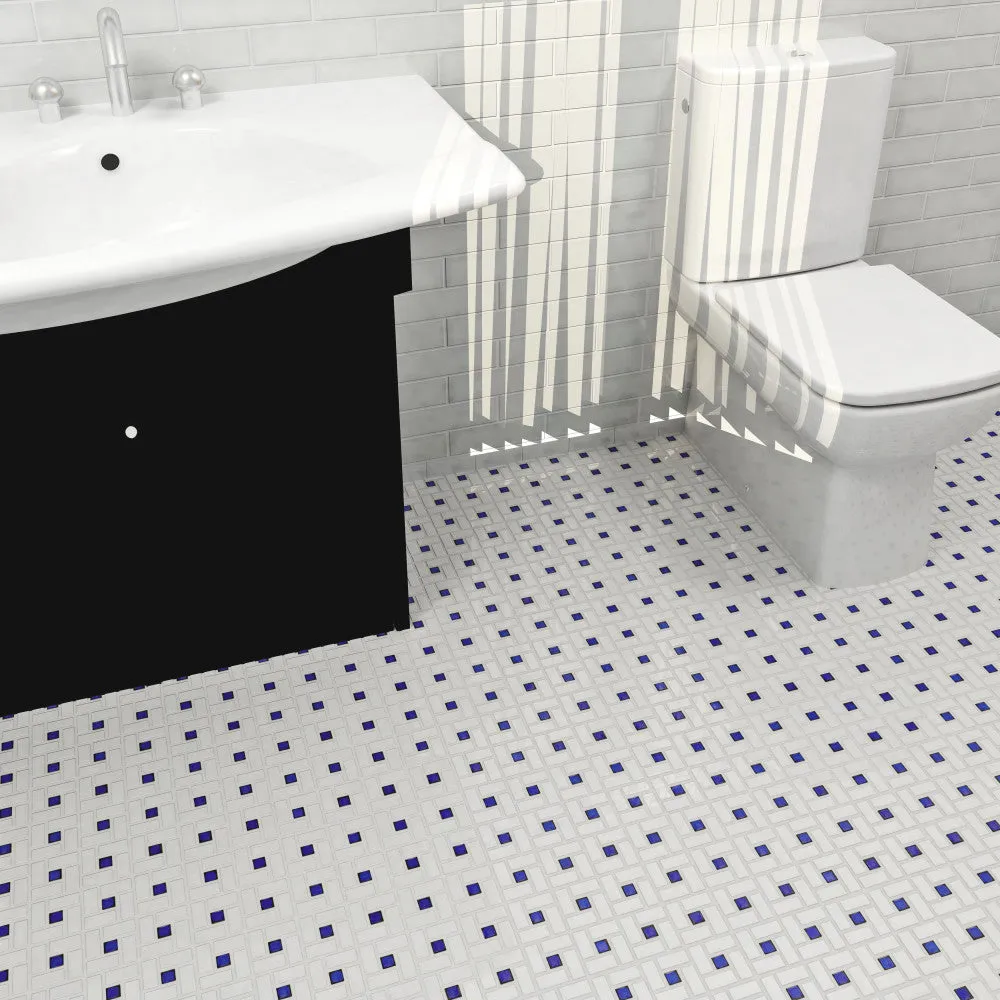 Merola Tile Spiral Blue and White 12-1/2 in. x 12-1/2 in. x 6 mm Porcelain Mosaic Tile (11.07 sq. ft. / case), photo 4 of 8