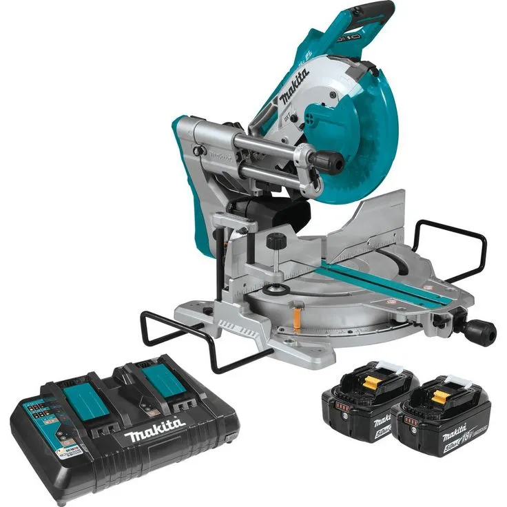 Makita 18-Volt 5.0Ah X2 LXT Lithium-Ion (36V) Brushless Cordless 10 in. Dual-Bevel Sliding Compound Miter Saw with Laser Kit, photo 9 of 12