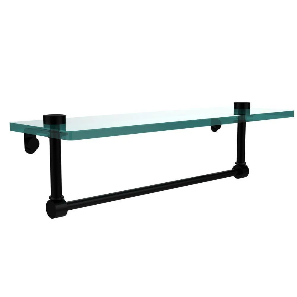 Allied Brass 16 in. L x 5 in. H x 5 in. W Clear Glass Vanity Bathroom Shelf with Towel Bar in Satin Nickel, photo 13 of 14