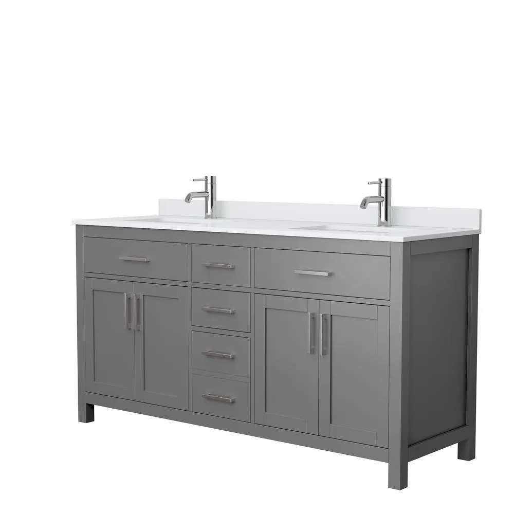 Beckett 72 in. W x 22 in. D Double Bath Vanity in White with Cultured Marble Vanity Top in Carrara with White Basins, photo 32 of 53