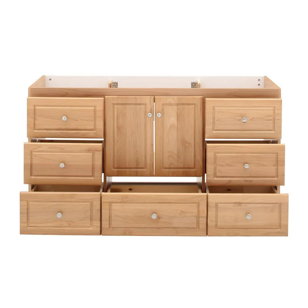 Ultraline 60 in. W x 21 in. D x 34.5 in. H Vanity for Center Basin Cabinet Only in Natural Alder, photo 3 of 48