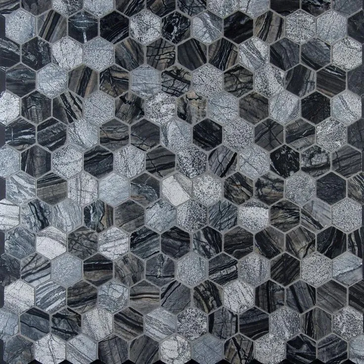 MSI Henley Hexagon 12 in. x 12 in. x 10 mm Textured Marble Mesh-Mounted Mosaic Tile (10 sq. ft. / case), photo 7 of 9