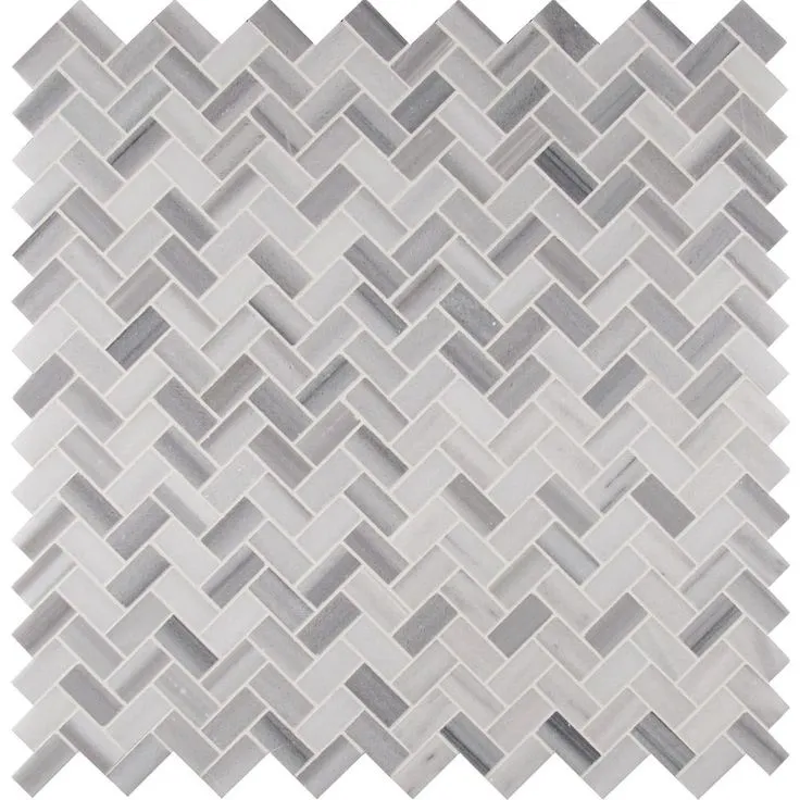 MSI Bergamo Herringbone 12 in. x 12 in. x 10 mm Polished Marble Mesh-Mounted Mosaic Tile (10 sq. ft. / case), photo 3 of 8