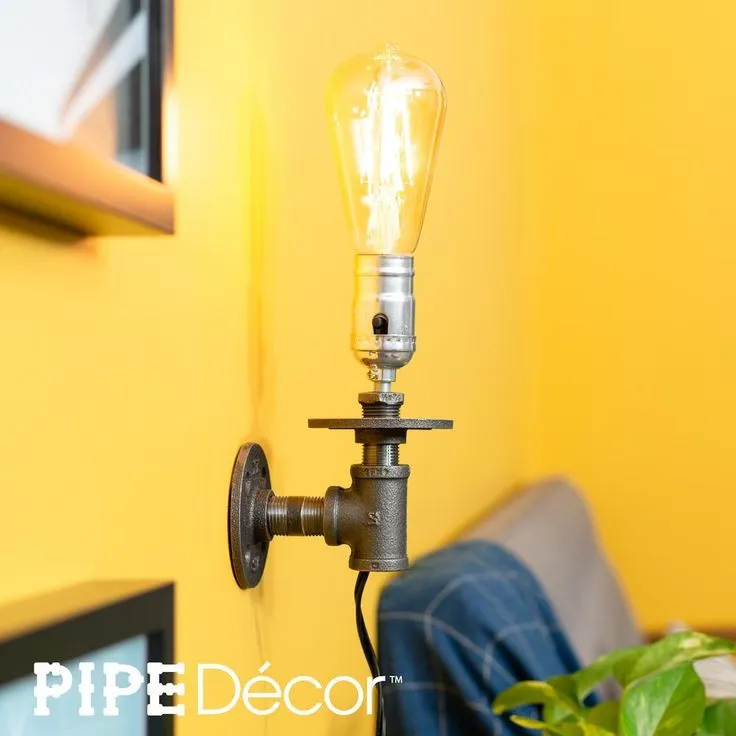 1/2 in. Black Steel Pipe 7.5 in. H Wall Sconce Lamp Kit, photo 2 of 12