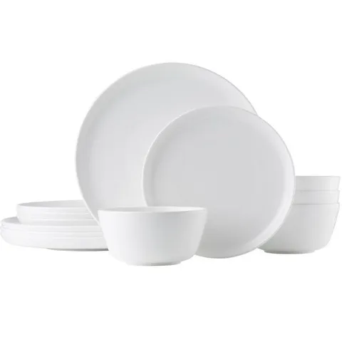Marc Newson 12-Piece White Bone China Dinnerware Set (Service for 4)