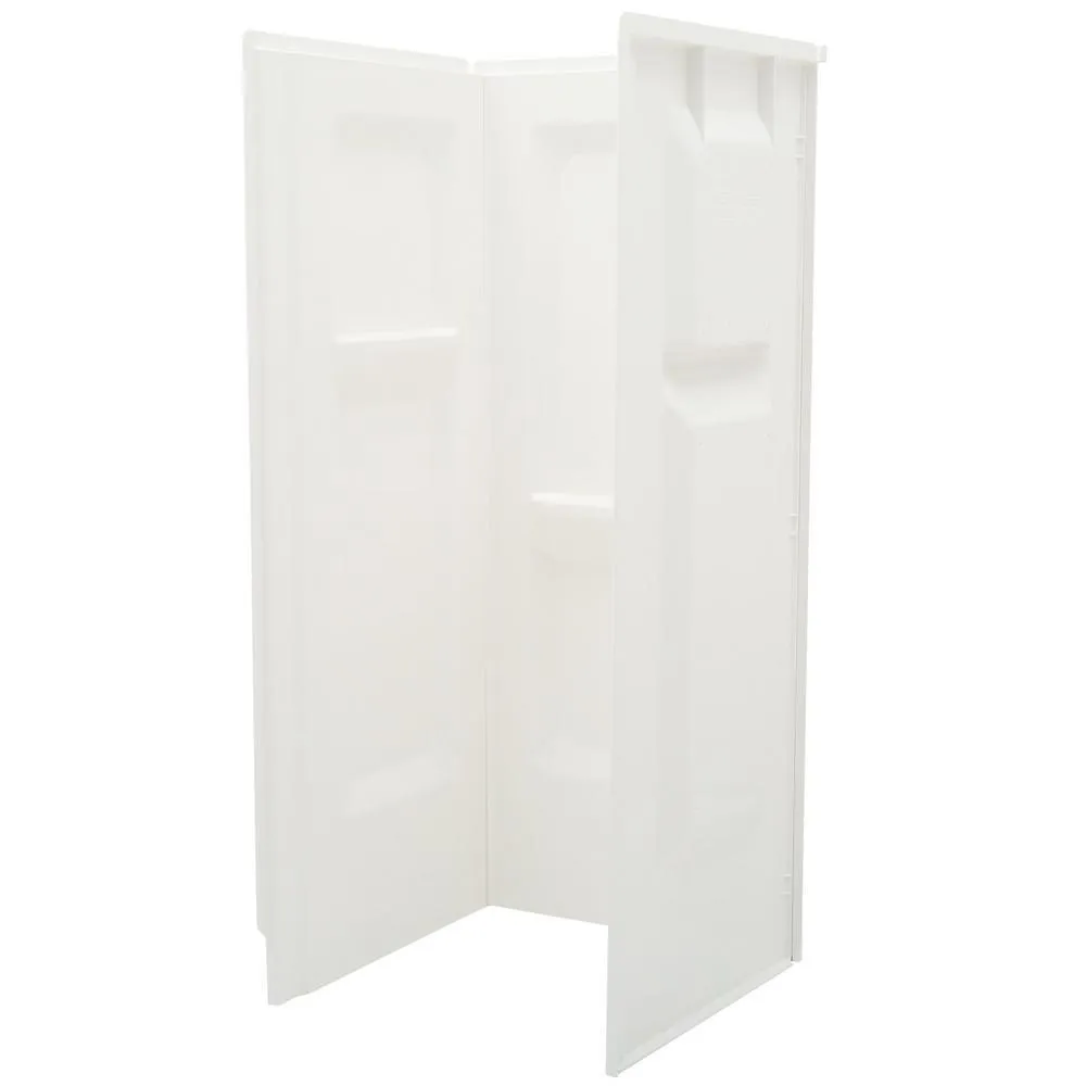 Durawall 32 in. x 32 in. x 73-1/4 in. 3-Piece Direct-to-Stud Alcove Shower Wall Set in White, photo 3 of 4