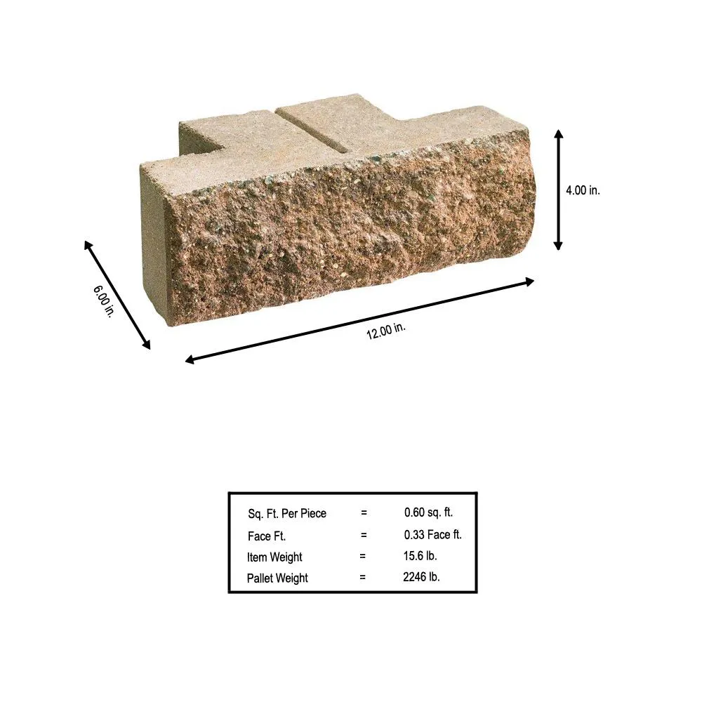 Oldcastle Tango 4 in. x 12 in. x 6 in. Brown/Buff Concrete Garden Wall Block (144 Pieces / 48 Face ft. / Pallet), photo 3 of 8