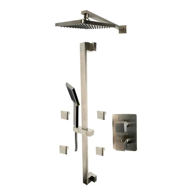 ALFI brand 1-Spray Dual Showerhead and Handheld Showerhead with Body Sprays in Brushed Nickel, photo 5 of 6