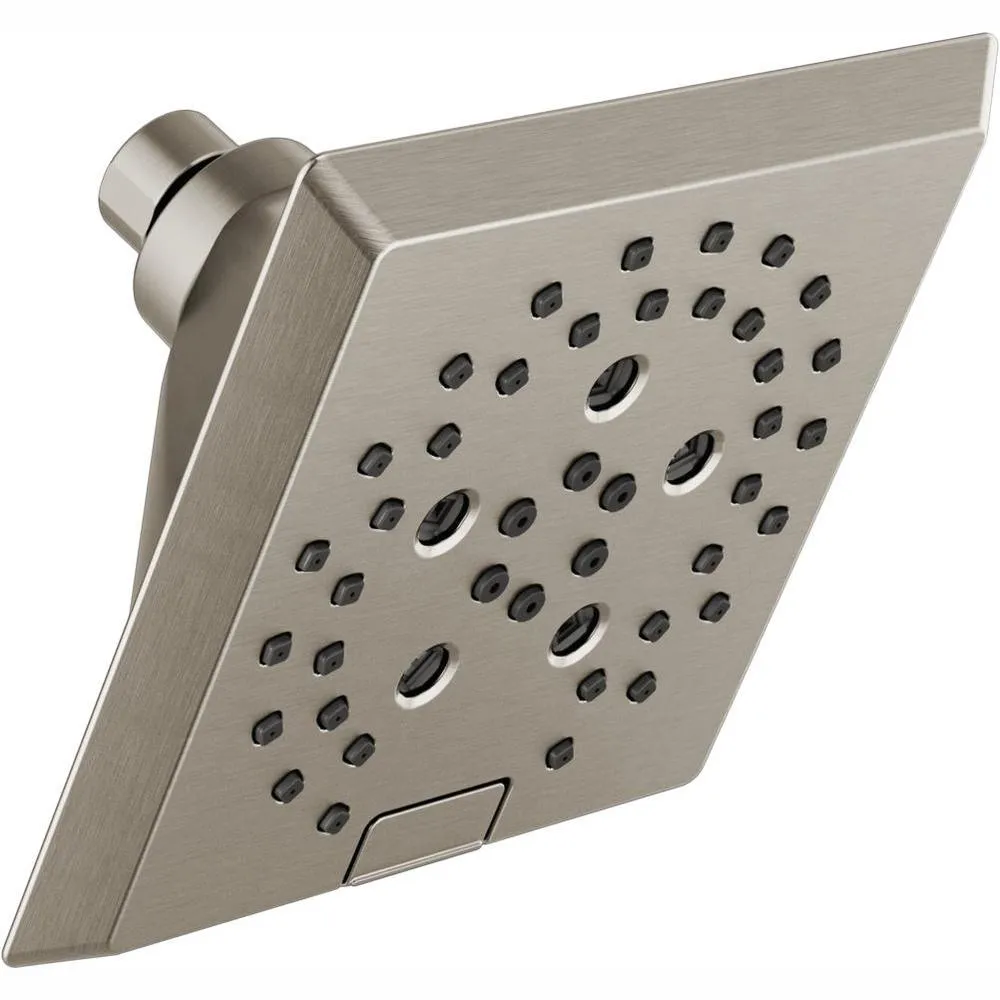 Pivotal 5-Spray 5.8 in. Single Wall Mount Fixed Rain H2Okinetic Shower Head in Matte Black, photo 14 of 18